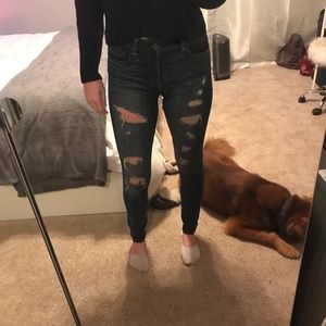 AEO hi-rise ripped jeans